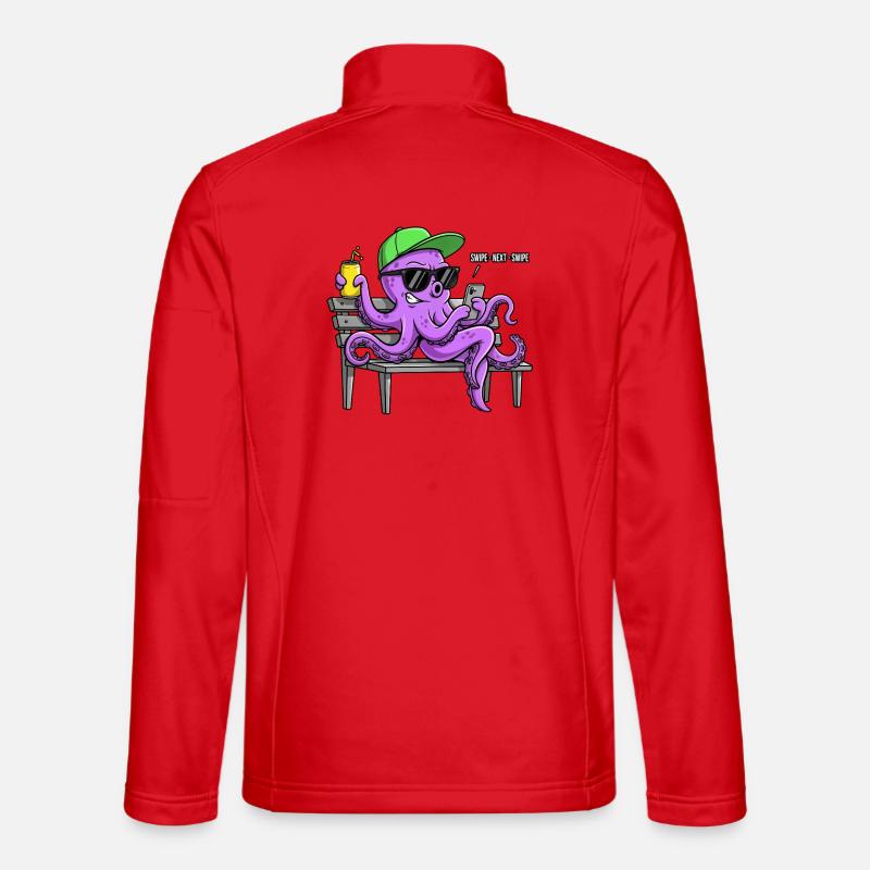 Funny octopus with smartphone - Unisex Softshell Jacket - red