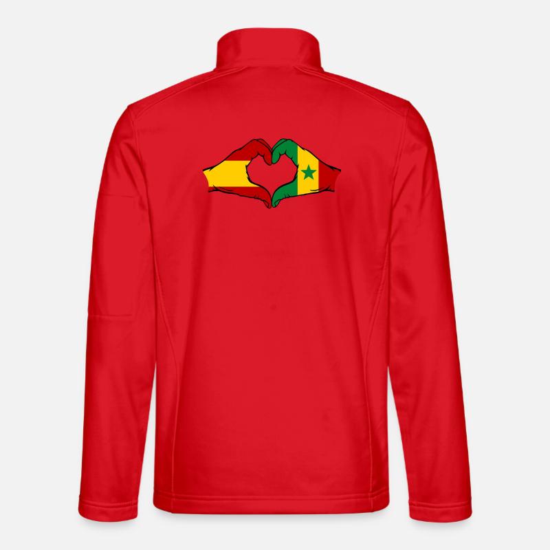Espagne Sengal drapeau mains coeur Veste en tissu softshell Unisexe