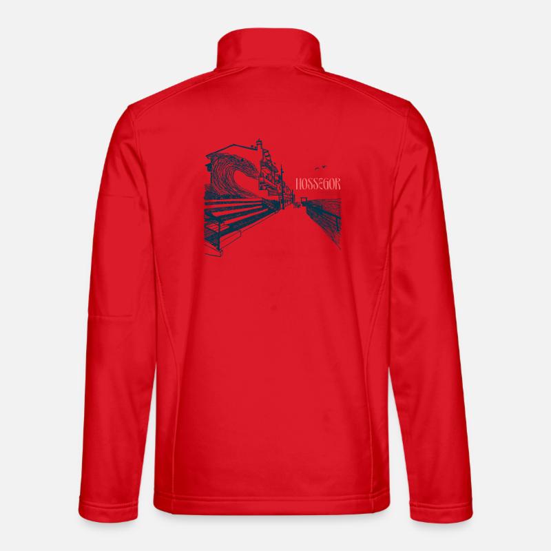 Hossegor Atlantic Coast – Hand-Drawn Wave Unisex Softshell Jacket