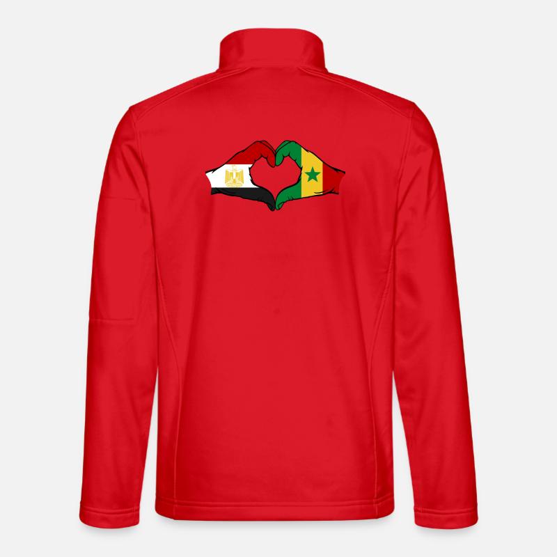 Heart of Egypt and Senegal Flags - Unisex Softshell Jacket - red