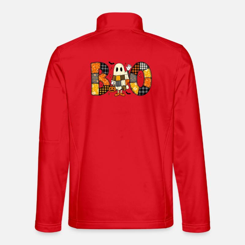 Ghost Halloween Patchwork Boo - Unisex Softshell Jacket - red