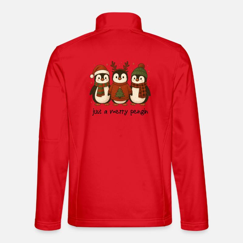 Merry Penguin Christmas - Unisex Softshell Jacket - red