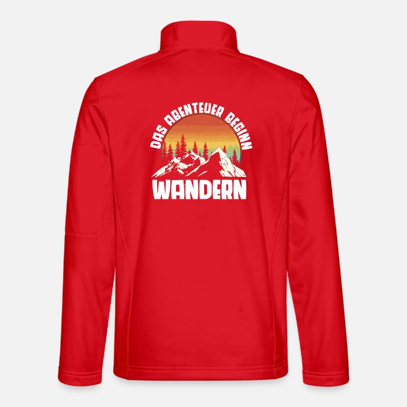Mountain Adventure Sunset Hiking Hikers - Unisex Softshell Jacket - red