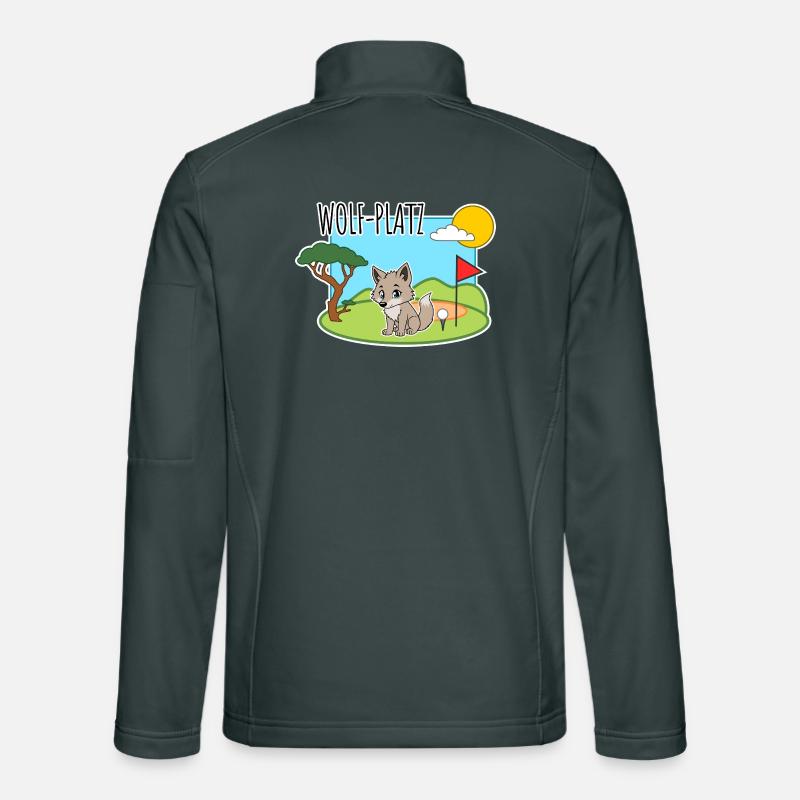 Wolf-Platz - Ein Wolf auf dem Golfplatz Unisex Softshelljacke
