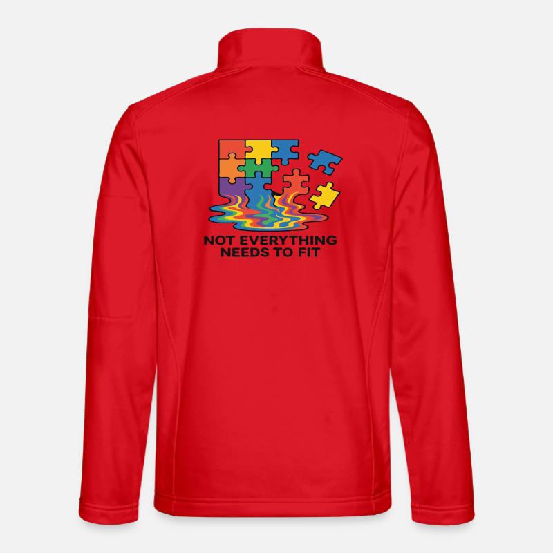 Not Everything Fits Rainbow Puzzle - Unisex Softshell Jacket - red