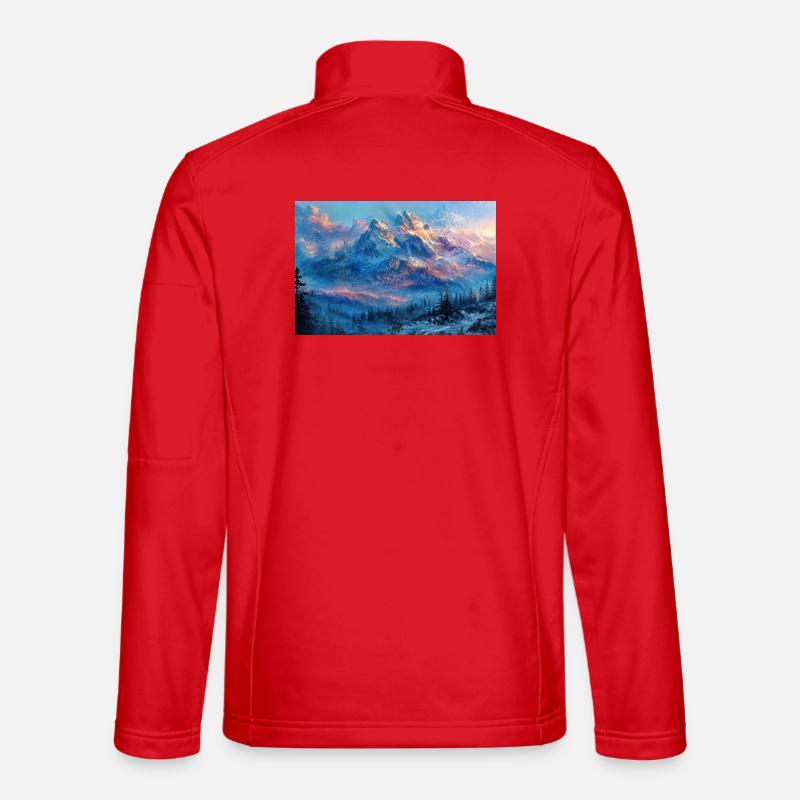 Illustration einer Gebirgslandschaft - Unisex Softshelljacke - Rot