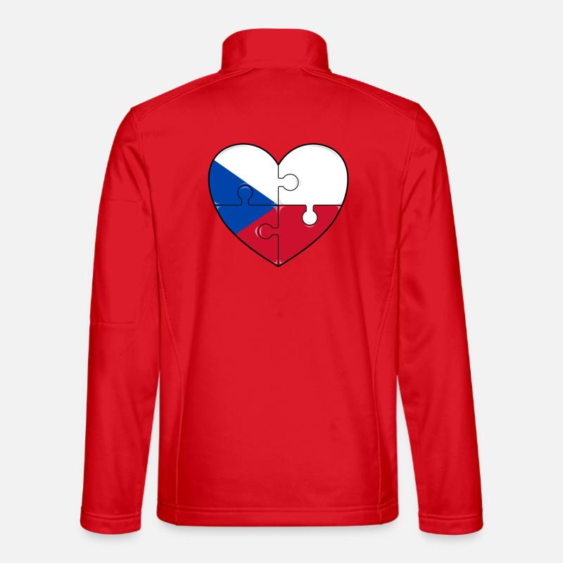 Tschechien Flagge Herz Puzzle - Unisex Softshelljacke - Rot