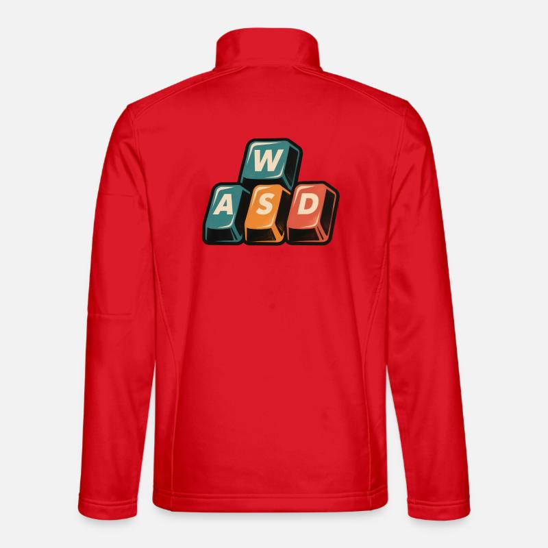 WASD Gaming Keys - Funny Gamer Gift - Unisex Softshell Jacket - red