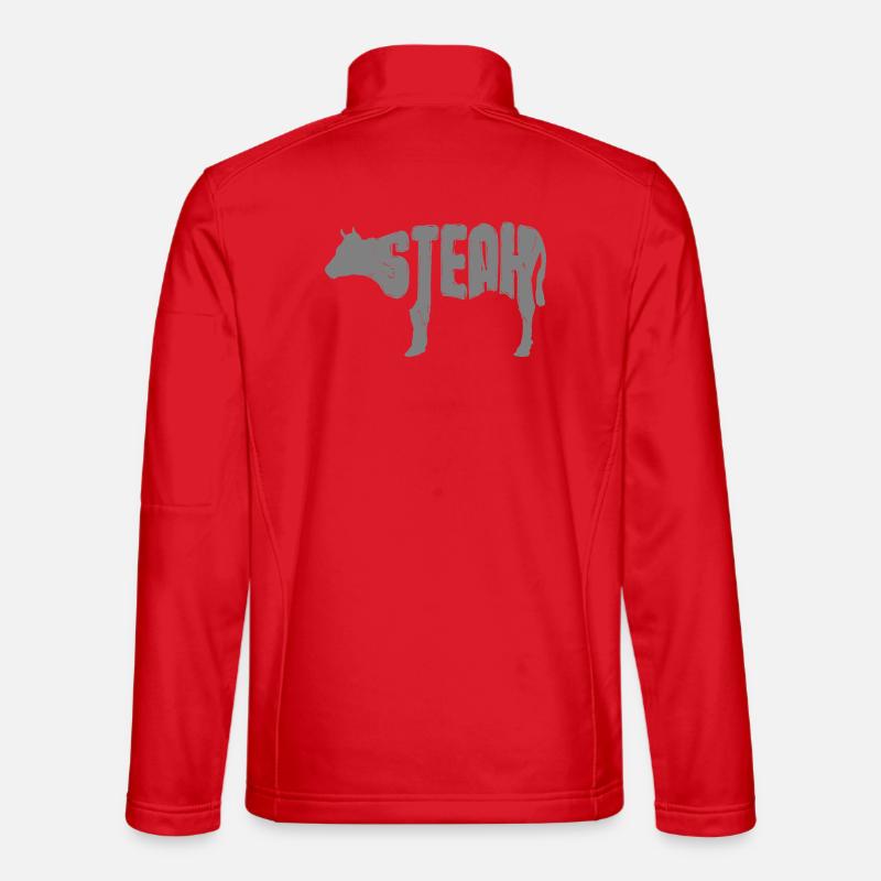 Steak Cow Silhouette Typo - Unisex Softshell Jacket - red