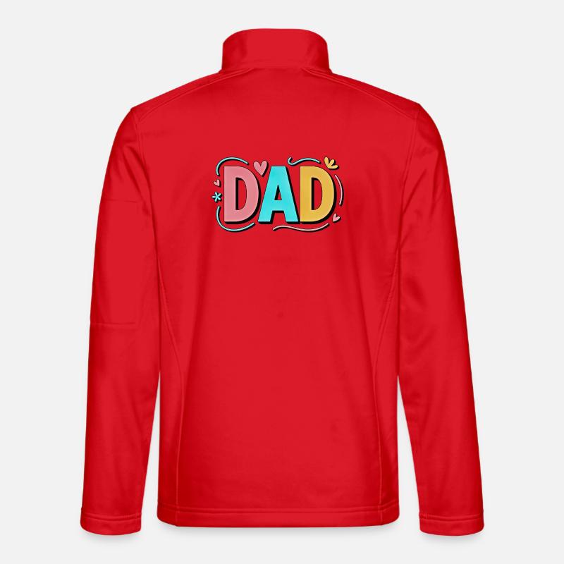 Pastel Gradient Dad Hearts Design - Unisex Softshell Jacket - red