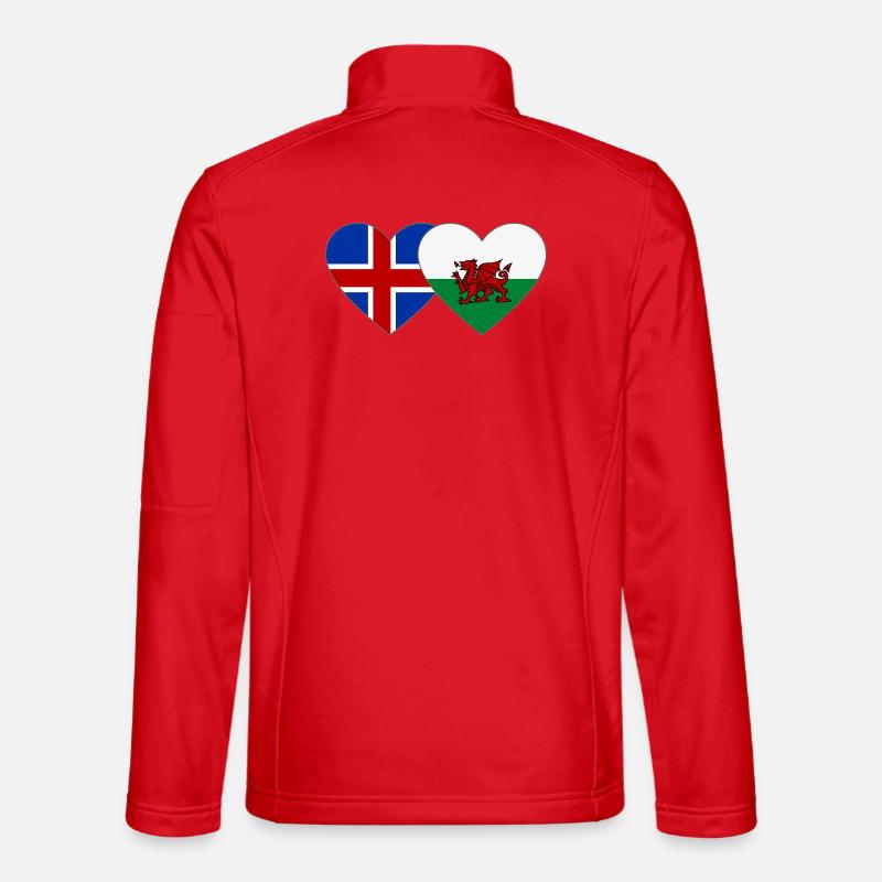 Iceland Wales Flag Heart - Unisex Softshell Jacket - red