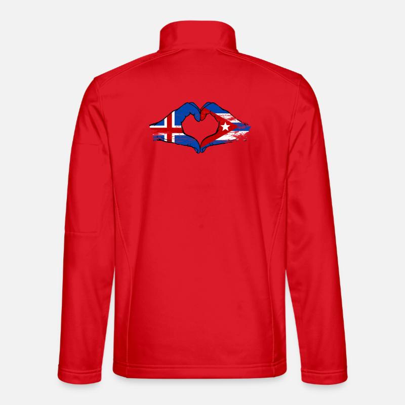 Iceland Cuba Flag Hands Heart - Unisex Softshell Jacket - red