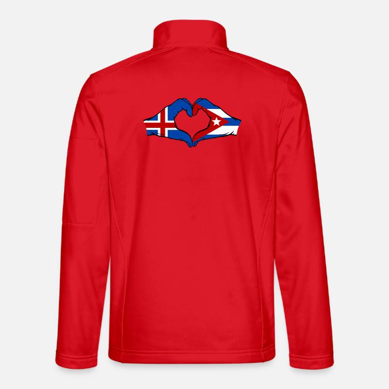Cuba Island Flag Hands Heart - Unisex Softshell Jacket - red