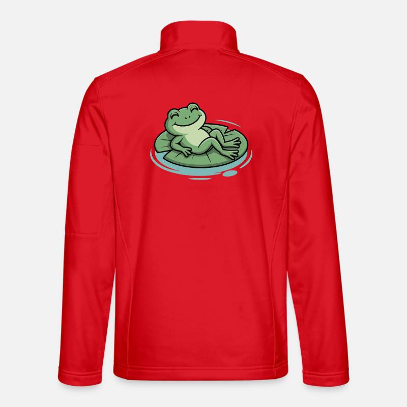 Lounge frog on lily pad - Unisex Softshell Jacket - red