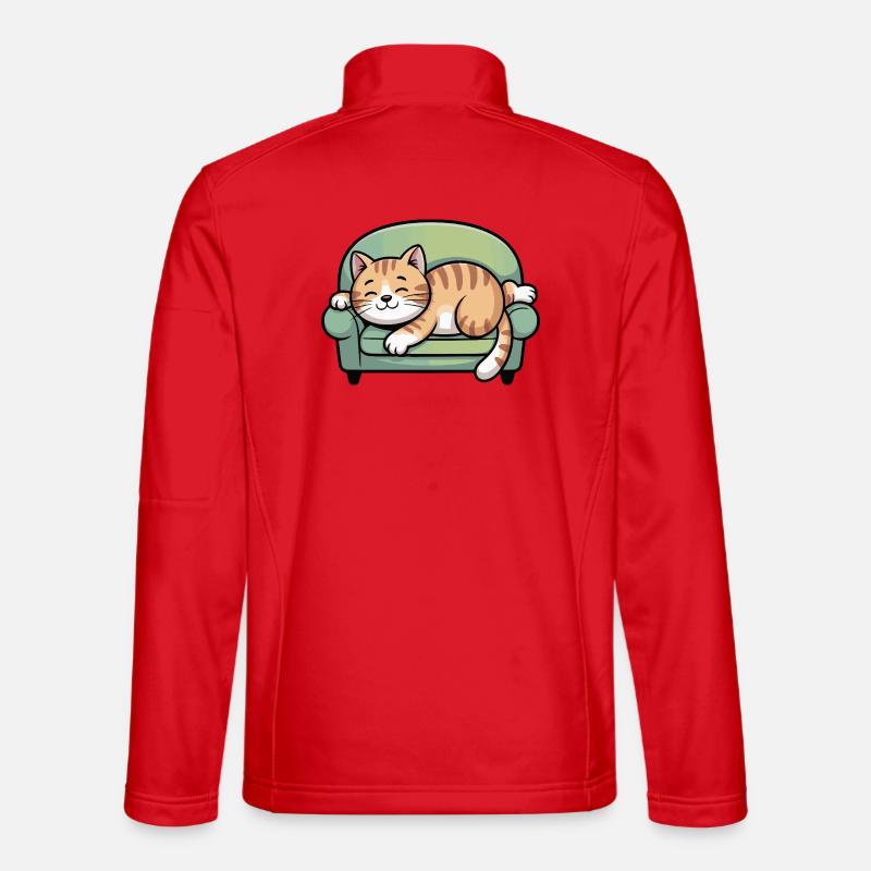 Schlafender Kater auf Sofa - Unisex Softshelljacke - Rot