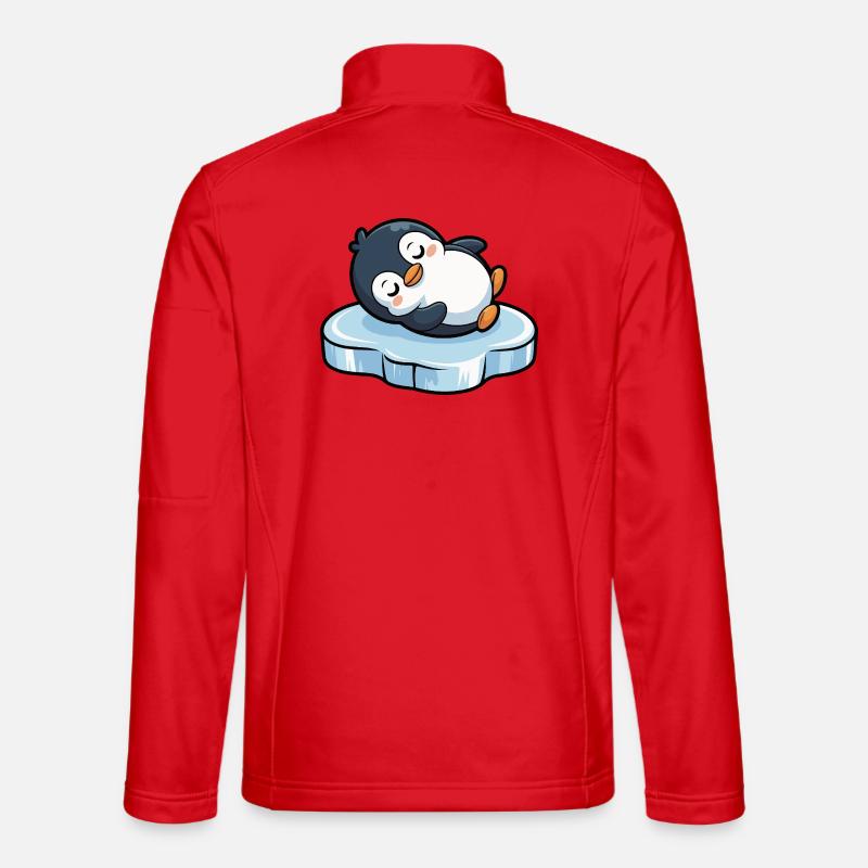 Schlafender Pinguin auf Eis - Unisex Softshelljacke - Rot