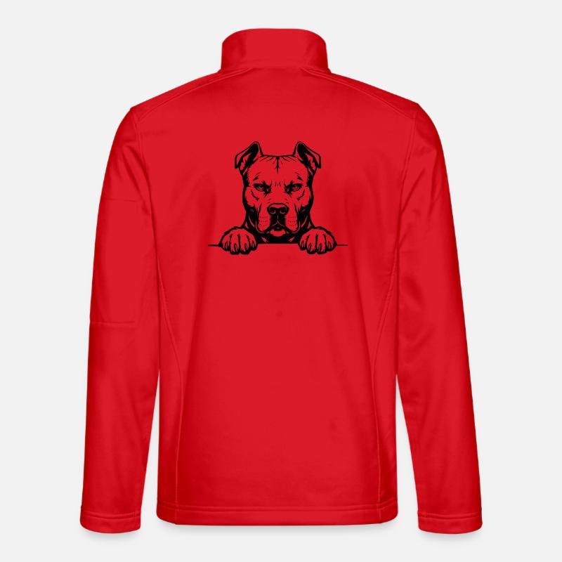 Pitbull Head with Paws - Unisex Softshell Jacket - red