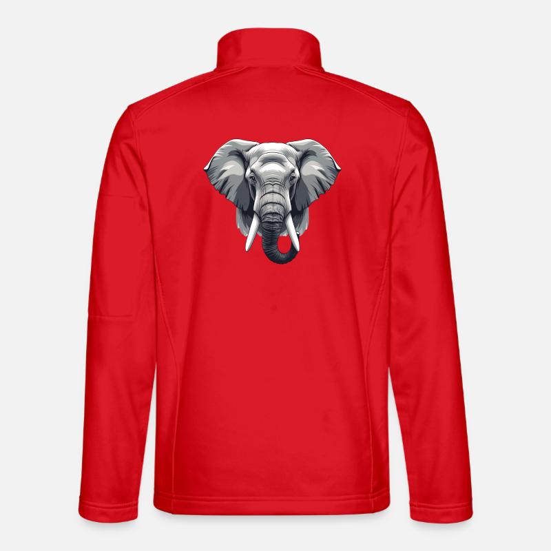 Elephant Head Grayscale Vector - Unisex Softshell Jacket - red