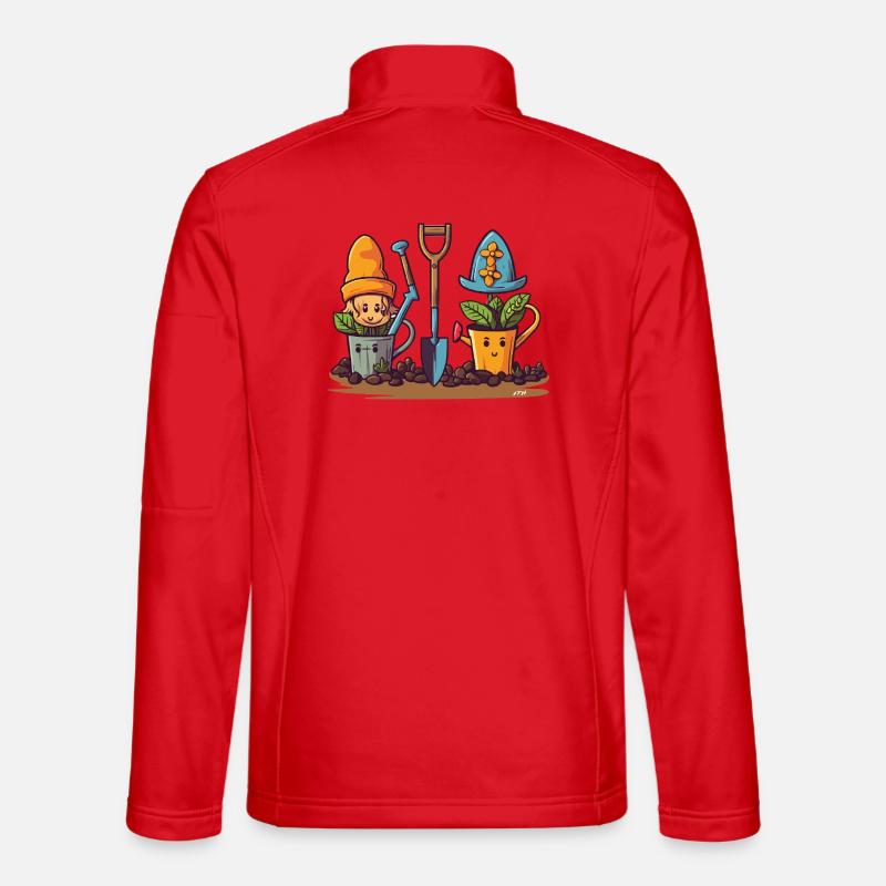 Gartenfreunde: Gnome in Töpfen - Unisex Softshelljacke - Rot