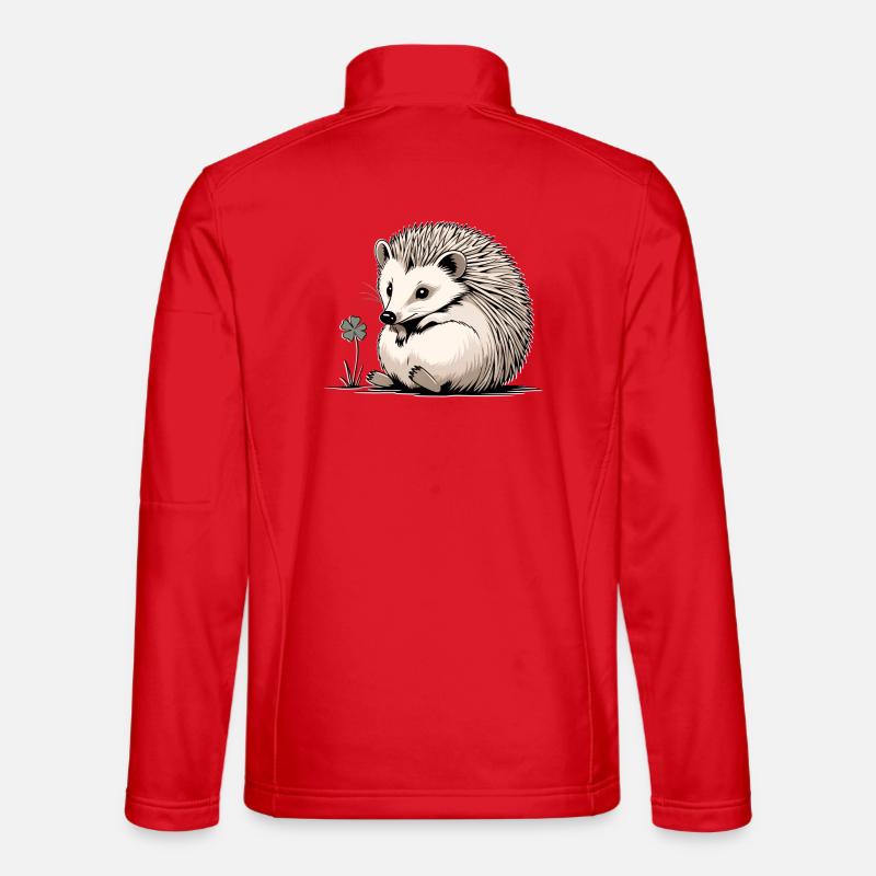 Hedgehog with Shamrock Nature Lover - Unisex Softshell Jacket - red