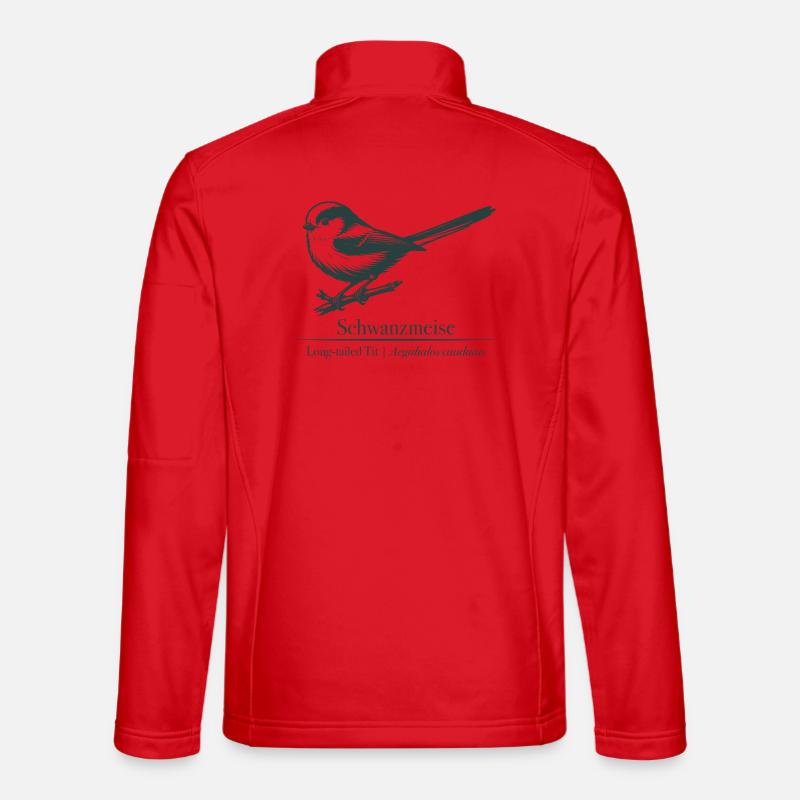 Long-tailed Silhouette | Ornithology | Drawing - Unisex Softshell Jacket - red