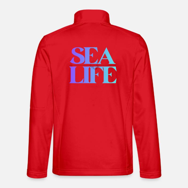 Sea Life Gradient Font Design - Unisex Softshell Jacket - red