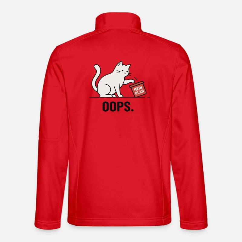 My plan... Oops – Funny Cat - Unisex Softshell Jacket - red