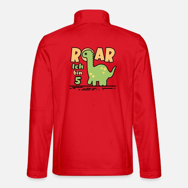 5th Birthday Dinosaur - Unisex Softshell Jacket - red