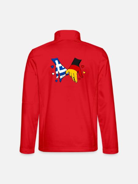 Greece Germany Flag Holding Hands - Unisex Softshell Jacket - red