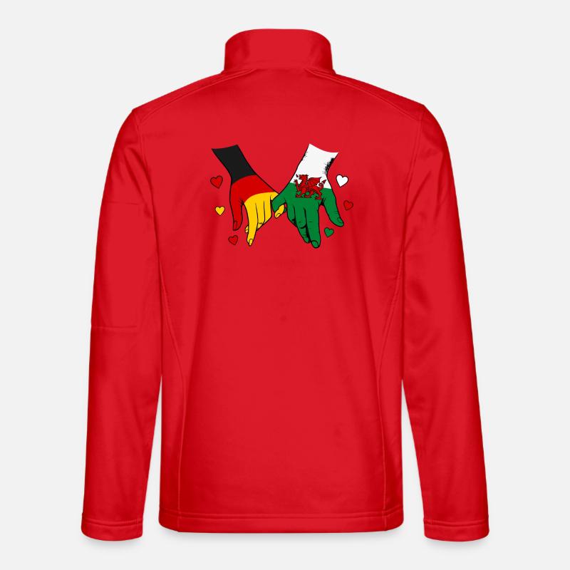 Deutschland_Wales_Flagge_Haendehalten - Unisex Softshell Jacket - red