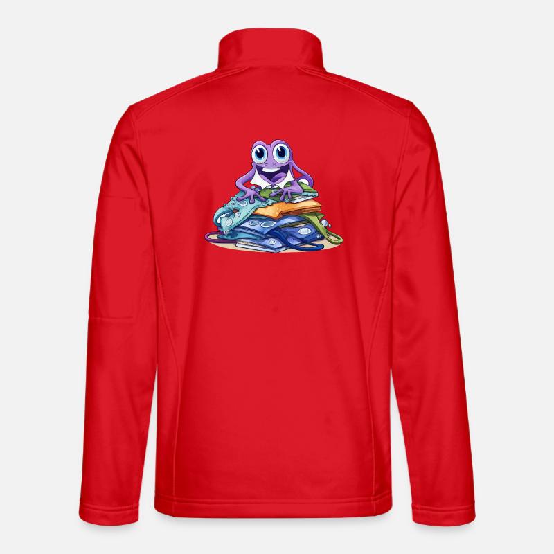 Creative Monster on Stack of Books - Unisex Softshell Jacket - red