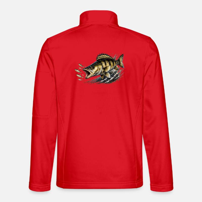 Zander Strike-Modus – Fressfischfang-Design - Unisex Softshelljacke - Rot
