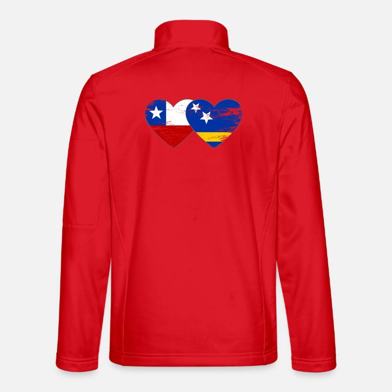 Chile_Curacao_Flagge_Herz_used - Unisex Softshelljacke - Rot