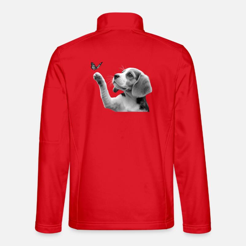 Chiot beagle et papillon - Veste en tissu softshell Unisexe - rouge