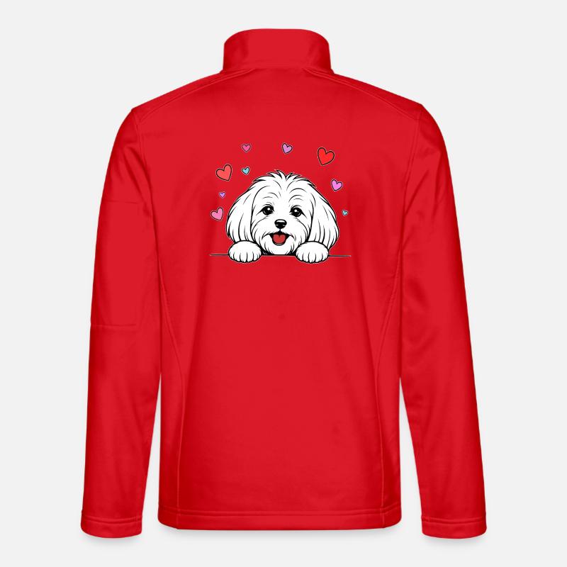 Malteser_Hund_mit_Pfoten_Herz_weiss - Unisex Softshelljacke - Rot