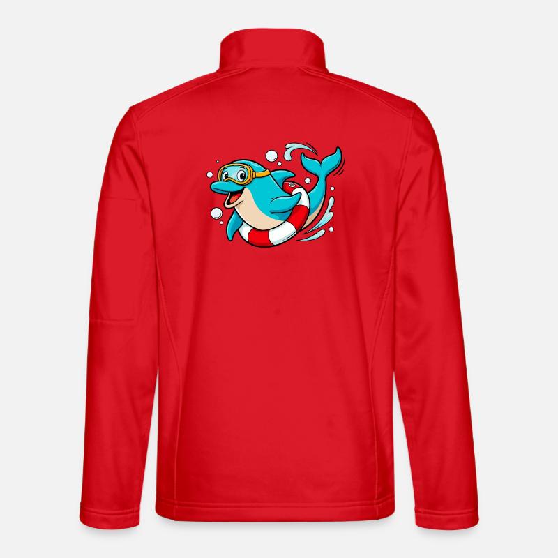 Lustiger Delfin mit Taucherbrille - Unisex Softshelljacke - Rot