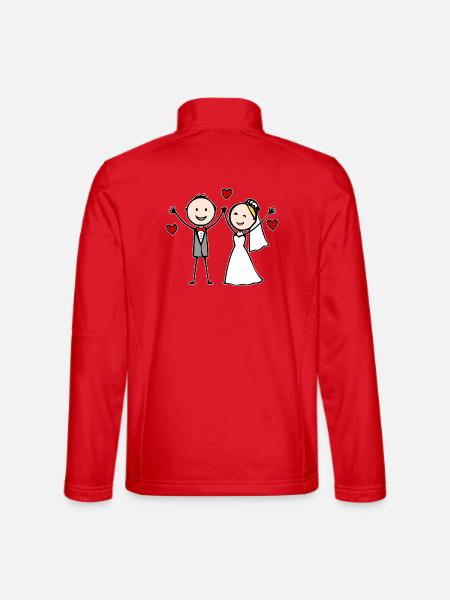 Hochzeitspaar Cartoon fröhlich - Unisex Softshelljacke - Rot