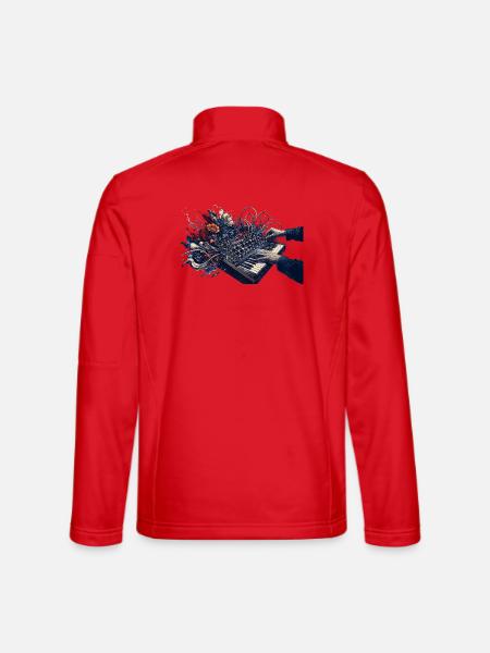 Clavier floral abstrait et énergie sonore - Veste en tissu softshell Unisexe - rouge - Dos