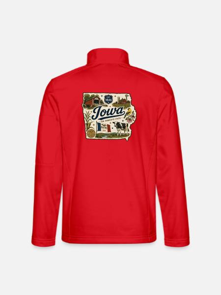 Iowa Hawkeye State Vintage Farm Aufkleber - Unisex Softshelljacke - Rot - Hinten