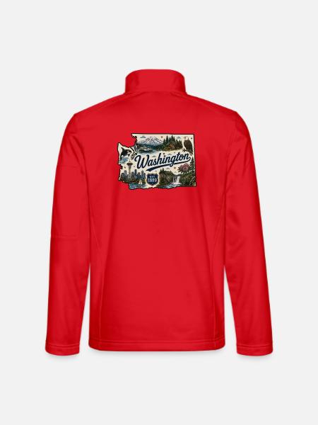 Washington State Mount Rainier Vintage Sticker - Unisex Softshell Jacket - red - Back