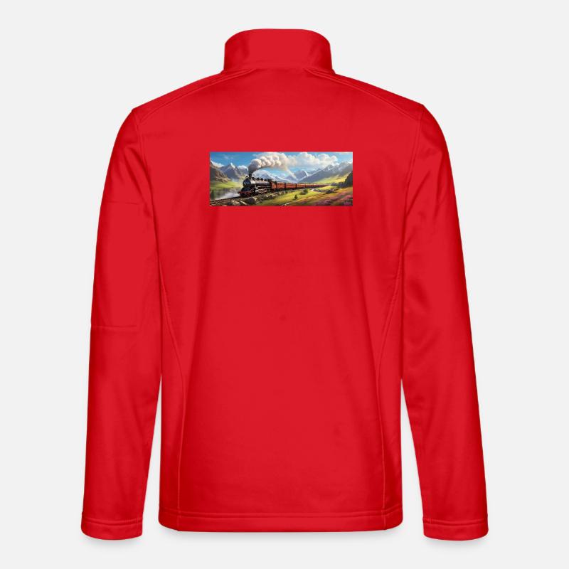 Nostalgischer Eisenbahnzug mit Dampflokomotive - Unisex Softshelljacke - Rot