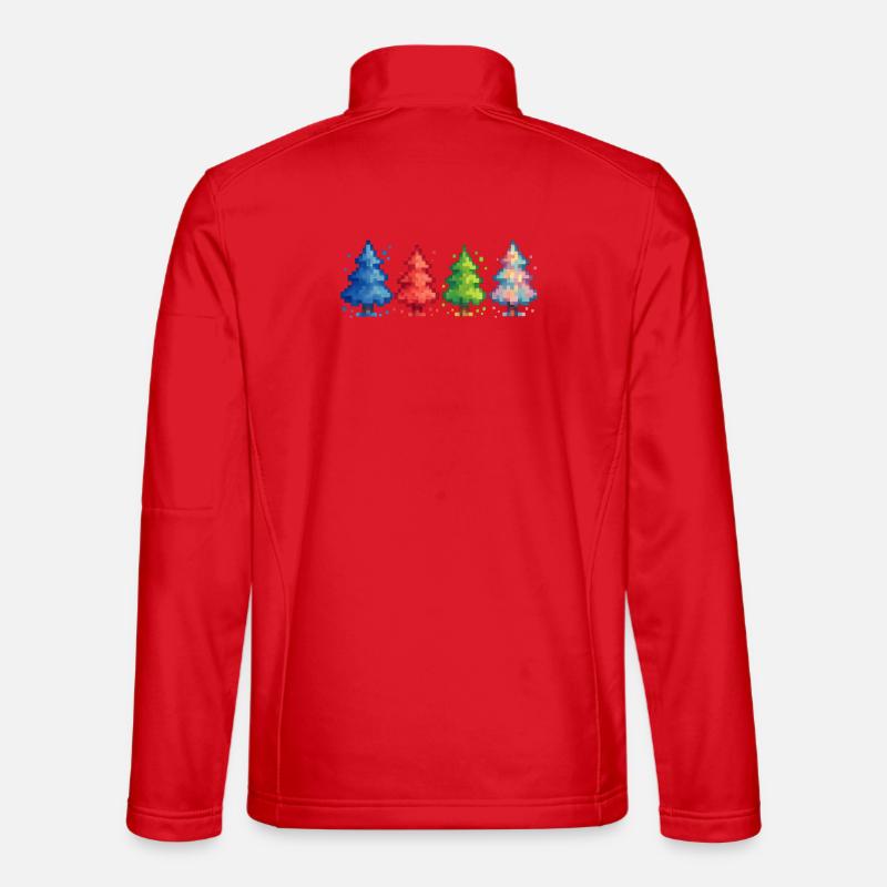 Pixel Weihnachtsbäume Gaming - Unisex Softshelljacke - Rot
