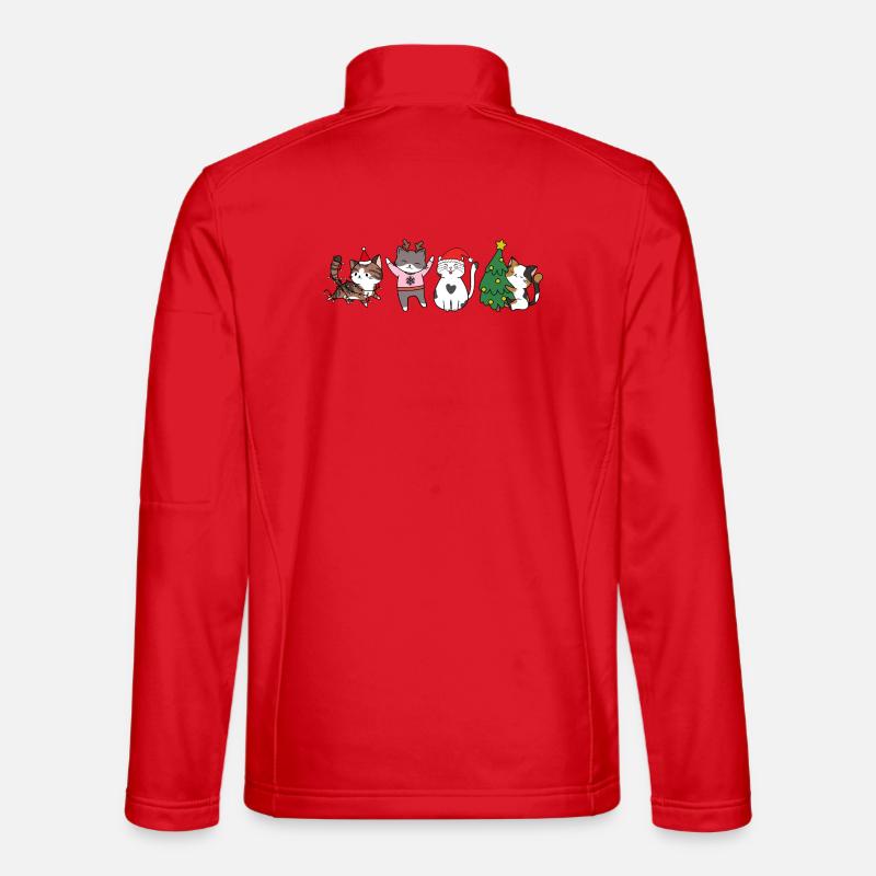 Katze in Weihnachten - Unisex Softshelljacke - Rot