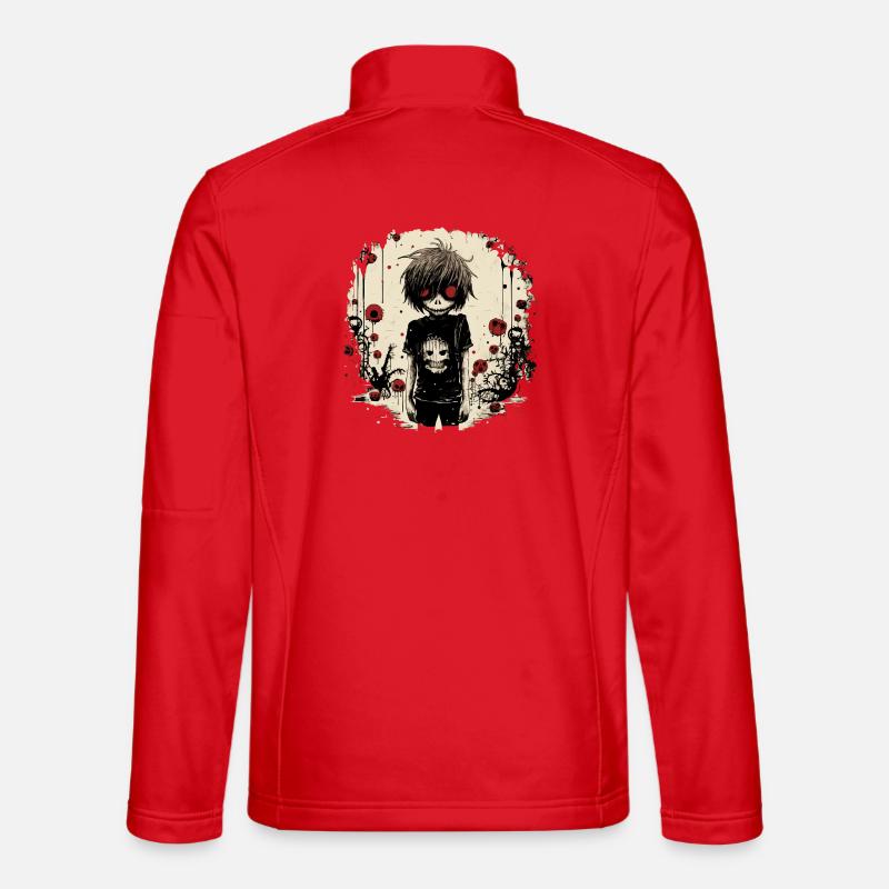 Red-Eyed Skull Kid – Emo Comic Design - Unisex Softshell Jacket - red