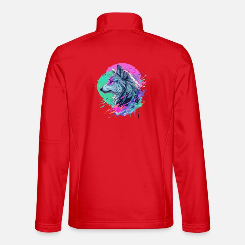Wolf Wolfskopf Manga Anime Japan Style Kunst Bunt Unisex Softshelljacke