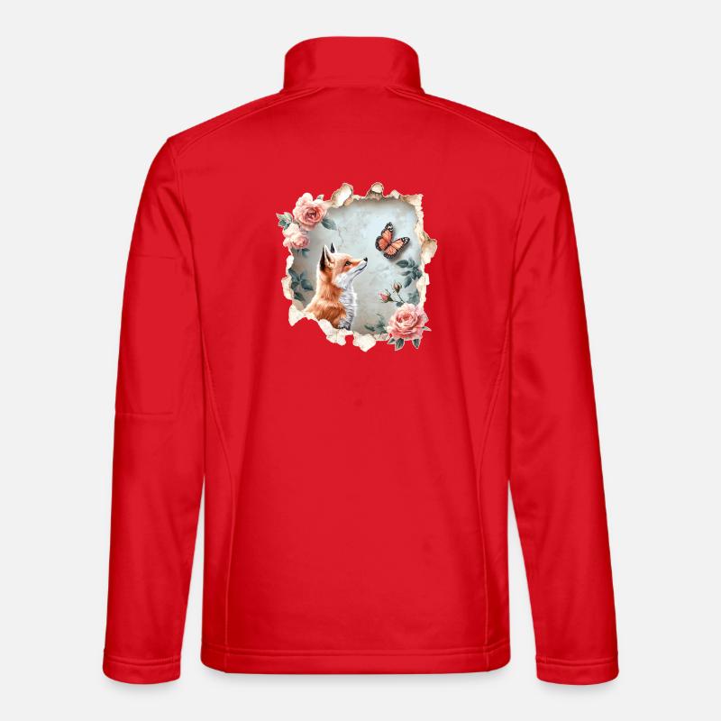 Renard avec papillon - Veste en tissu softshell Unisexe - rouge