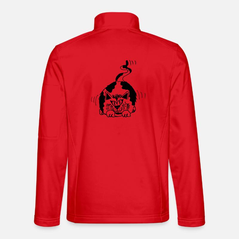 chat drôle tacheté noir et blanc Veste en tissu softshell Unisexe