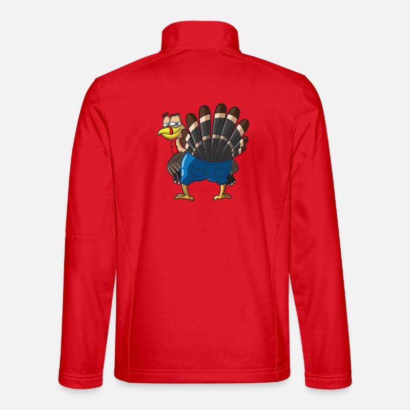 Tailfeathered Turkey Cartoon - Unisex Softshell Jacket - red