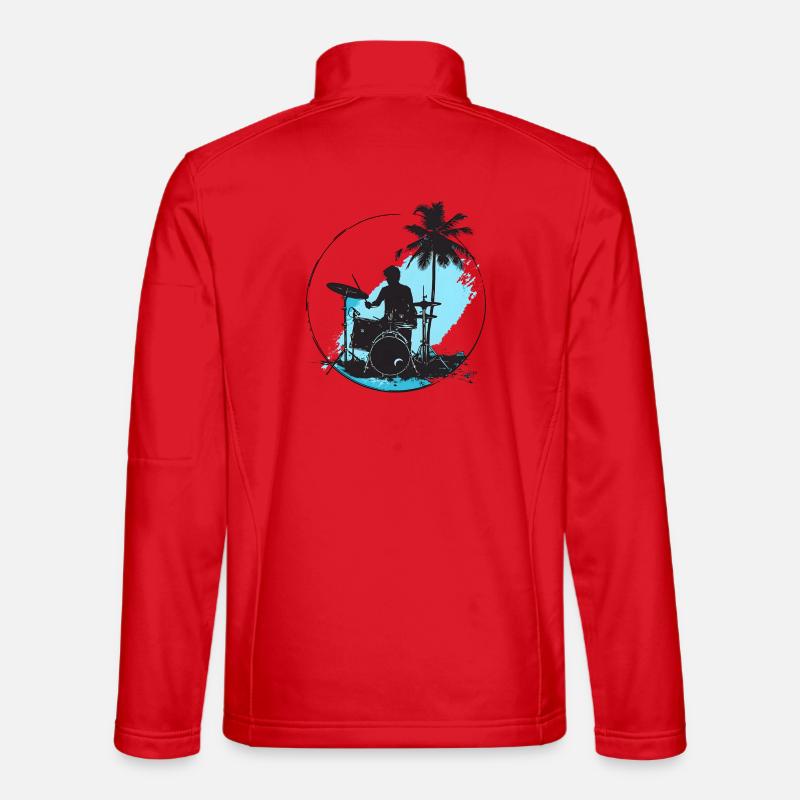 Drummer Drawing - Unisex Softshell Jacket - red