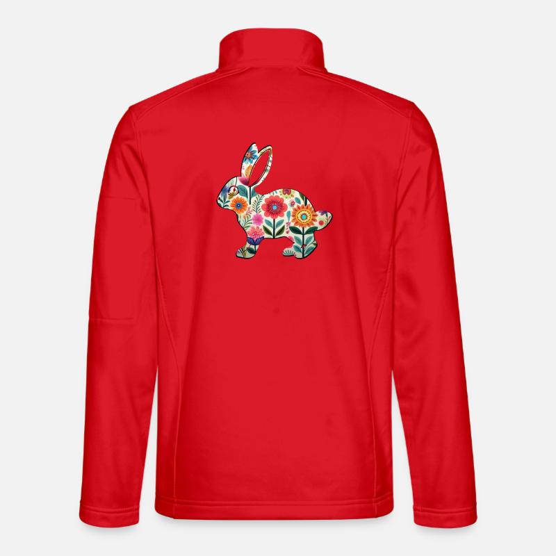 Florale Osterhasen-Silhouette - Boho Chic - Unisex Softshelljacke - Rot
